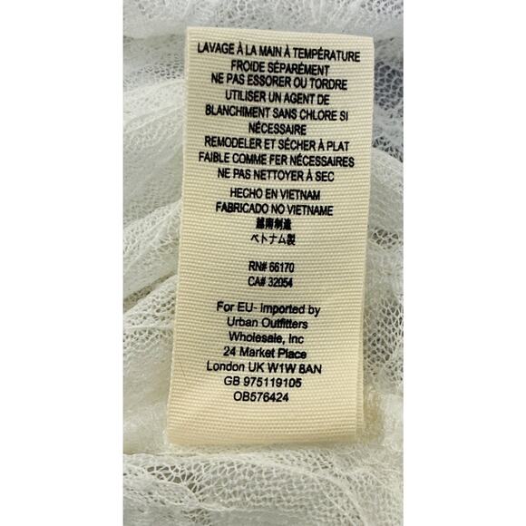 Free People Sz S June Ivory Batwing Sheer Lace Smocked Elasticized Flowy Top-REA - Picture 10 of 12